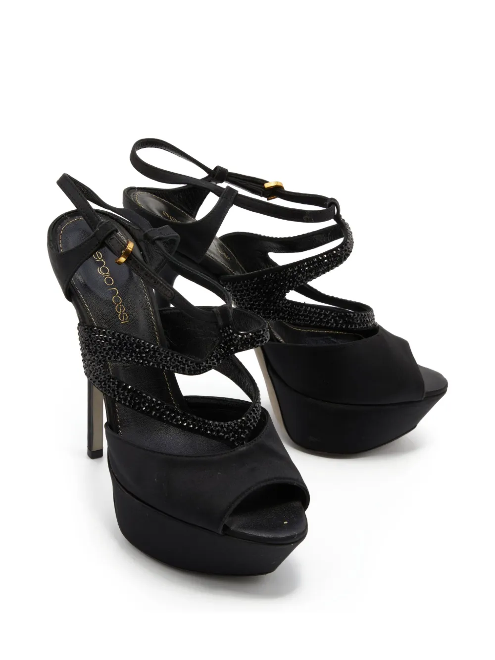 Sergio Rossi Vintage Pre-owned 135 mm sandalen met gekruiste bandjes - Zwart