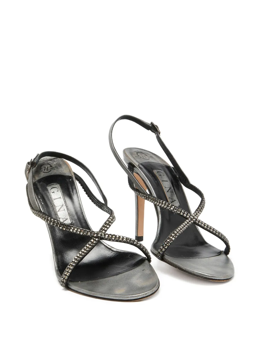 Gina pre-owned 110mm rhinestone-embellished stiletto sandals | Image 2