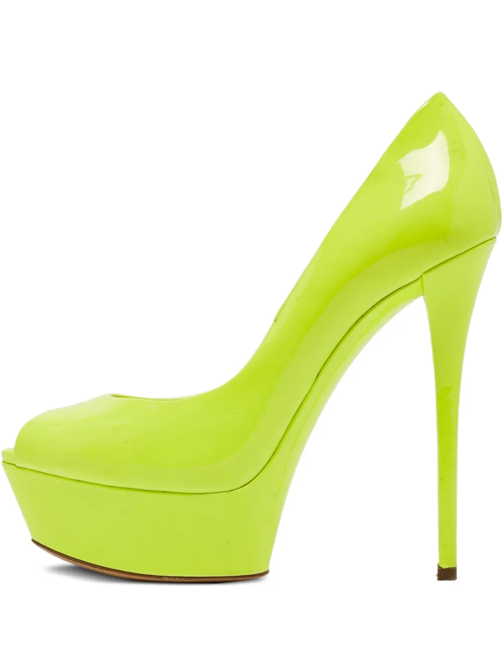 Casadei Vintage pre-owned 140mm Daisy platform peep-toe pumps | Green | Image 1