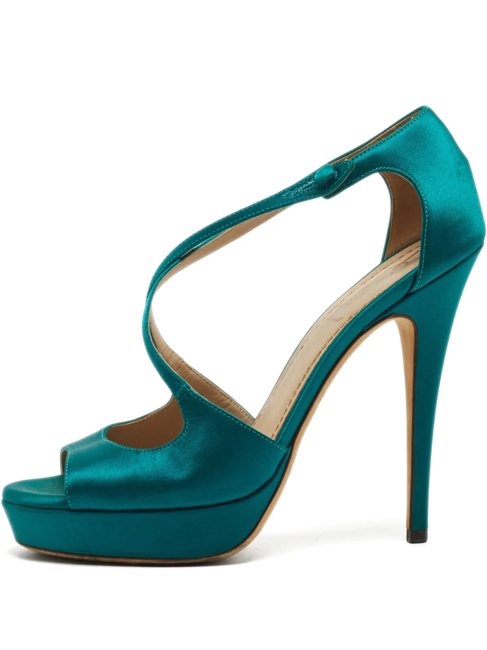 Saint Laurent Pre-Owned 130mm satin platform sandals | Green | Image 1