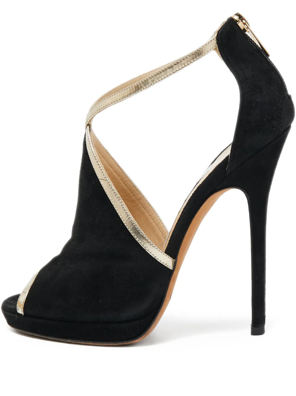 Jimmy Choo Pre-Owned 120mm Fey cross-strap suede sandals | Black | Image 1