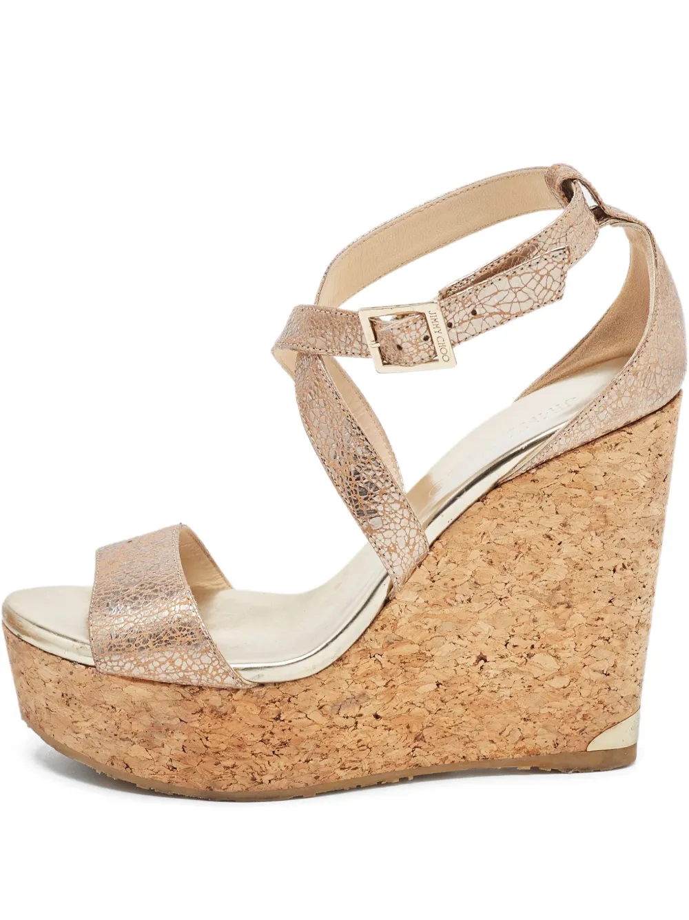Jimmy Choo Pre-Owned 120mm Portia wedge sandals | Brown | Image 1