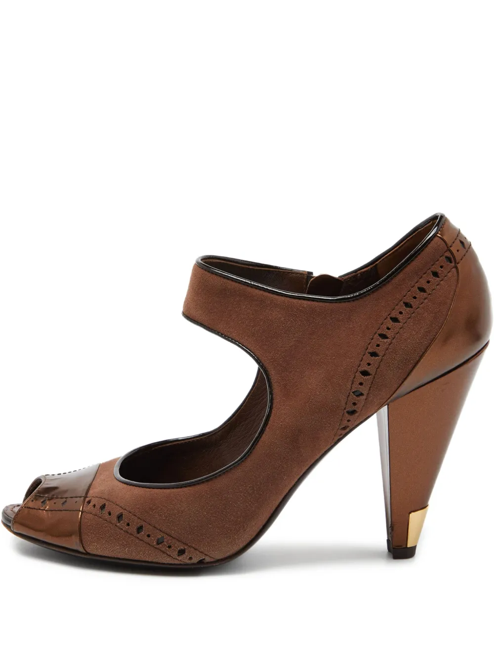 Louis Vuitton Pre-Owned suede leather peep-toe pumps - Braun