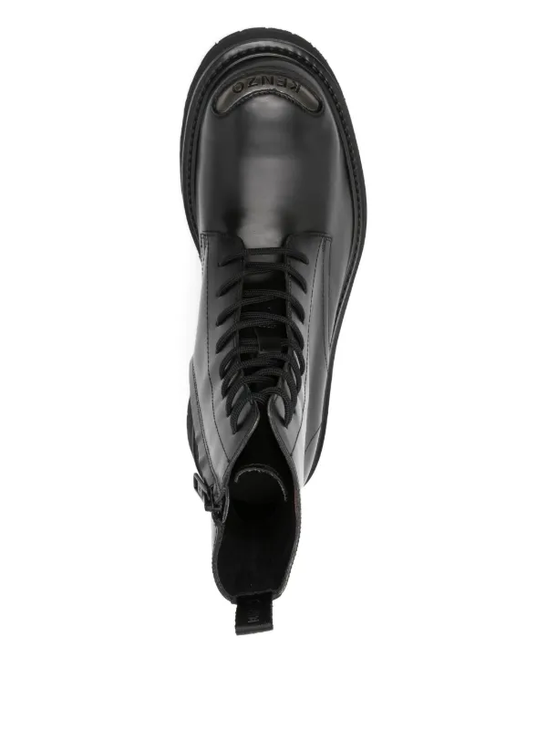 ネネ Kenzo lace-up Leather Boots | Black | FARFETCH