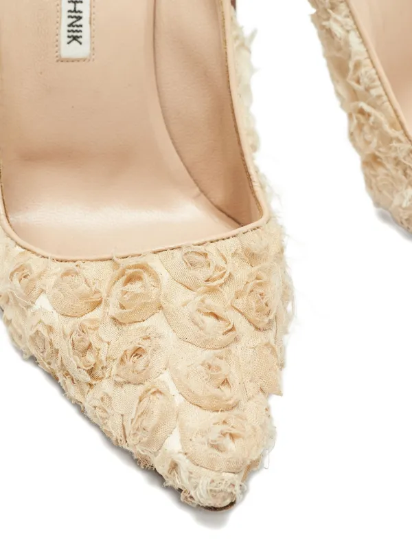 Manolo Blahnik 110mm floral-embellished Heeled Pumps | Neutrals