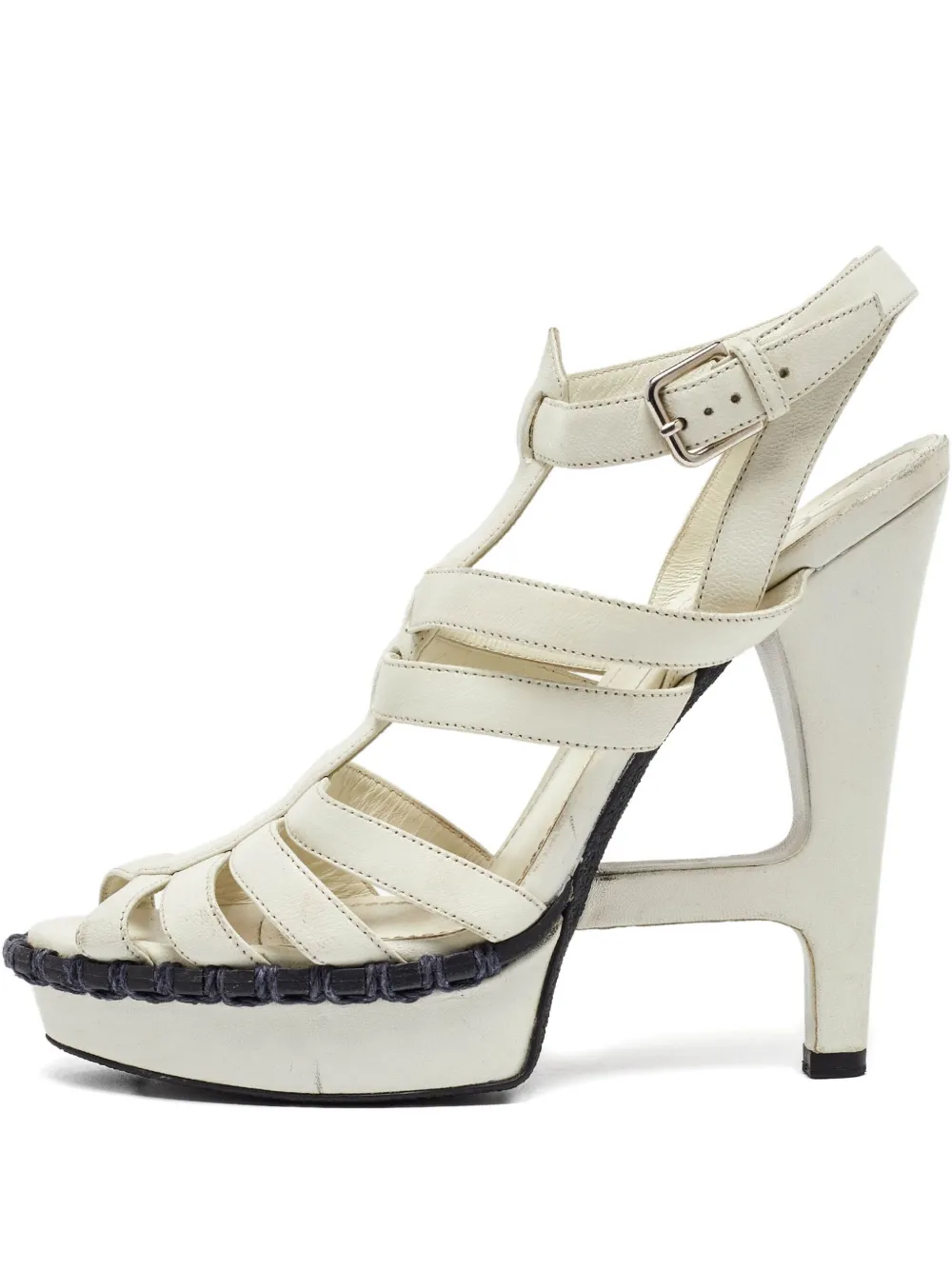 Saint Laurent Pre-Owned 140mm strapped heeled sandals – White