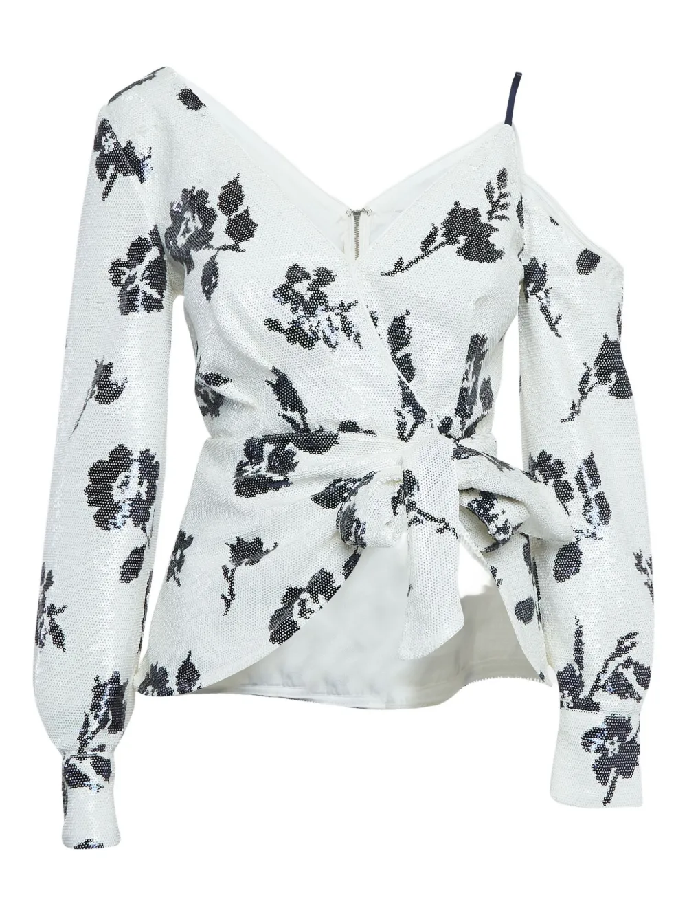Self-Portrait Pre-owned sequin-embellished wrap blouse | White | Image 1