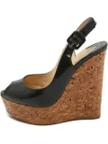 Christian Louboutin Pre-Owned patent leather cork wedge sandals - Black