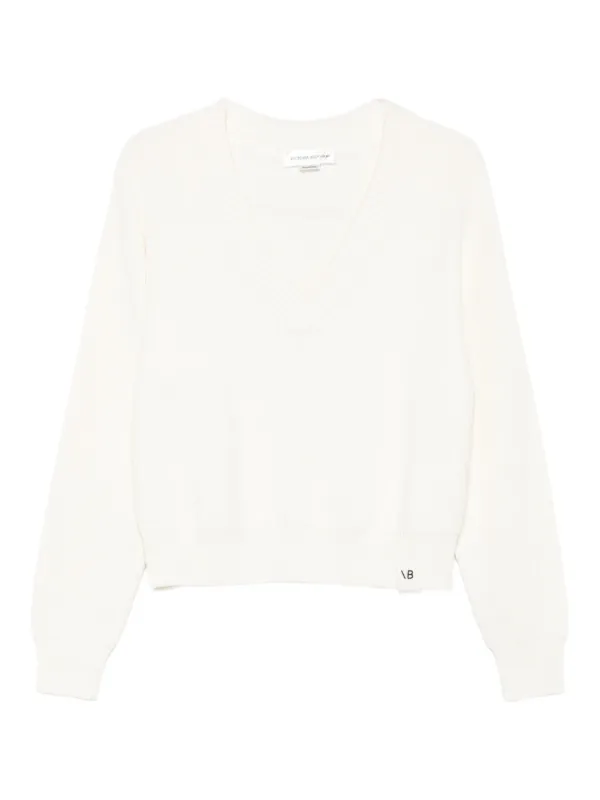 Victoria Beckham V-neck Sweater in White