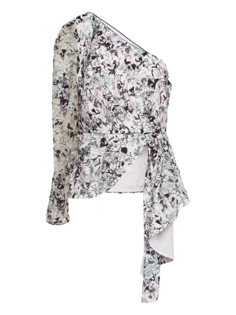 Self-Portrait Pre-owned one-shoulder floral-print top
