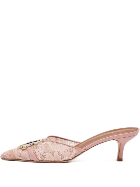 Malone Souliers pre-owned 60mm lace crystal-buckle mules
