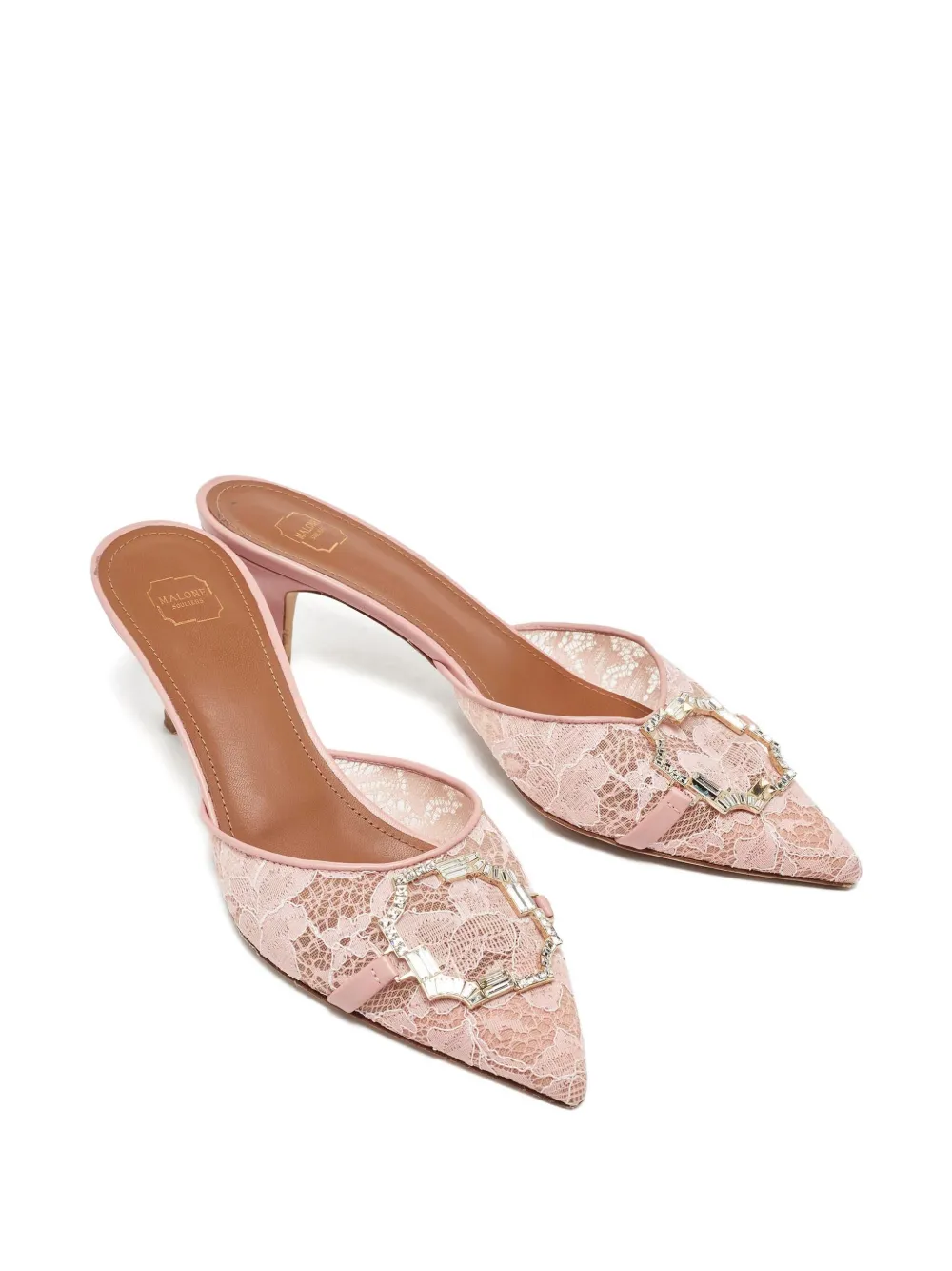 Malone Souliers pre-owned 60mm lace crystal-buckle mules | Image 2