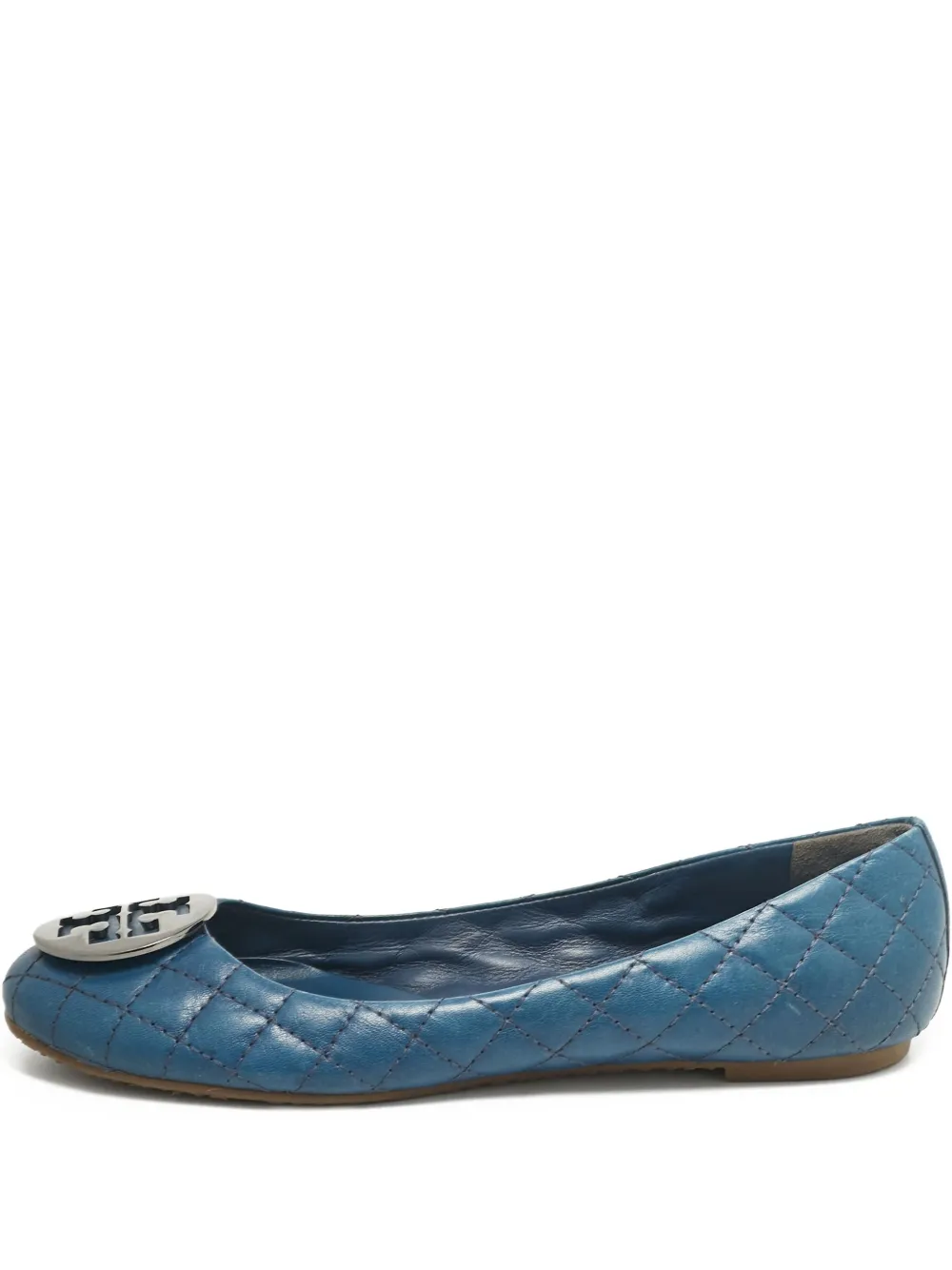 Tory Burch プレオウンド キルティングレザー フラットシューズ - ブルー Tory Burch プレオウンド キルティングレザー フラットシューズ - ブルー