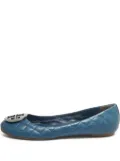 Tory Burch pre-owned quilted leather ballet flats - Blue