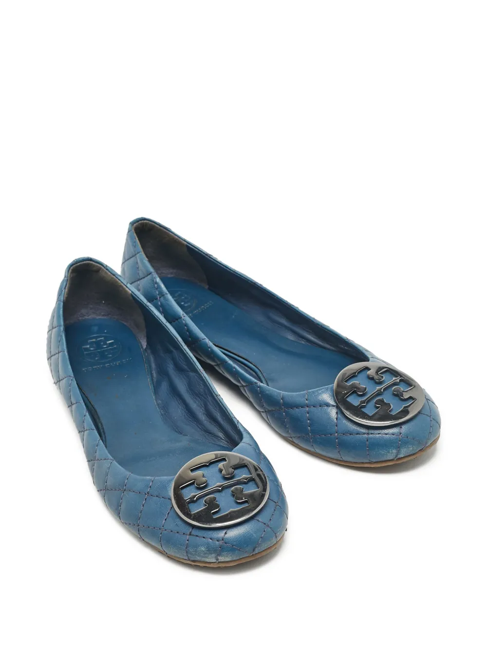 Tory Burch Pre-owned gewatteerde leren ballerina's - Blauw