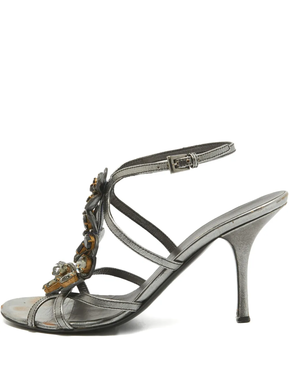 crystal-embellished leather sandals