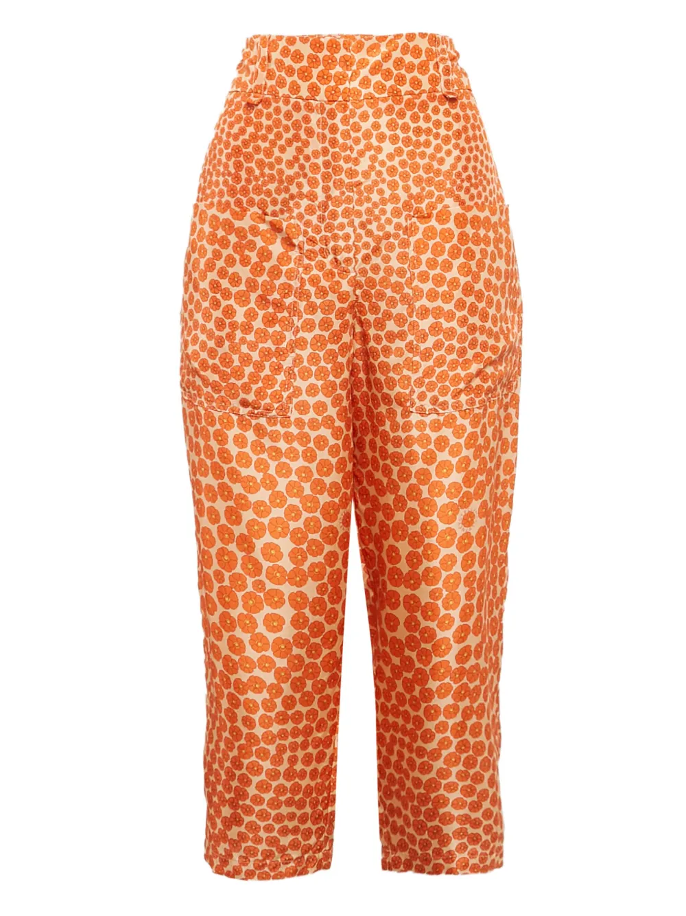 Stella McCartney Pre-Owned Pantaloni in seta a fiori - Arancione