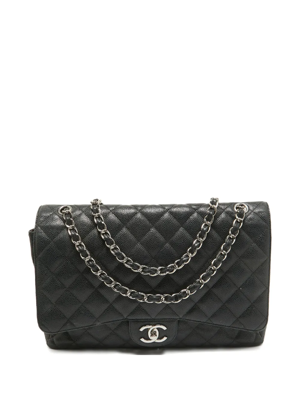 CHANEL Pre-Owned Maxi Classic Caviar Double Flap shoulder bag - ブラック CHANEL Pre-Owned Maxi Classic Caviar Double Flap shoulder bag - ブラック