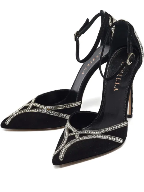 Le Silla ankle-strap crystal heeled pumps