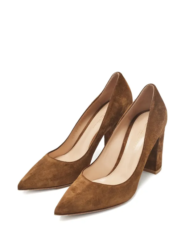 Gianvito Rossi Suede block-heel Pumps Brown FARFETCH UZ