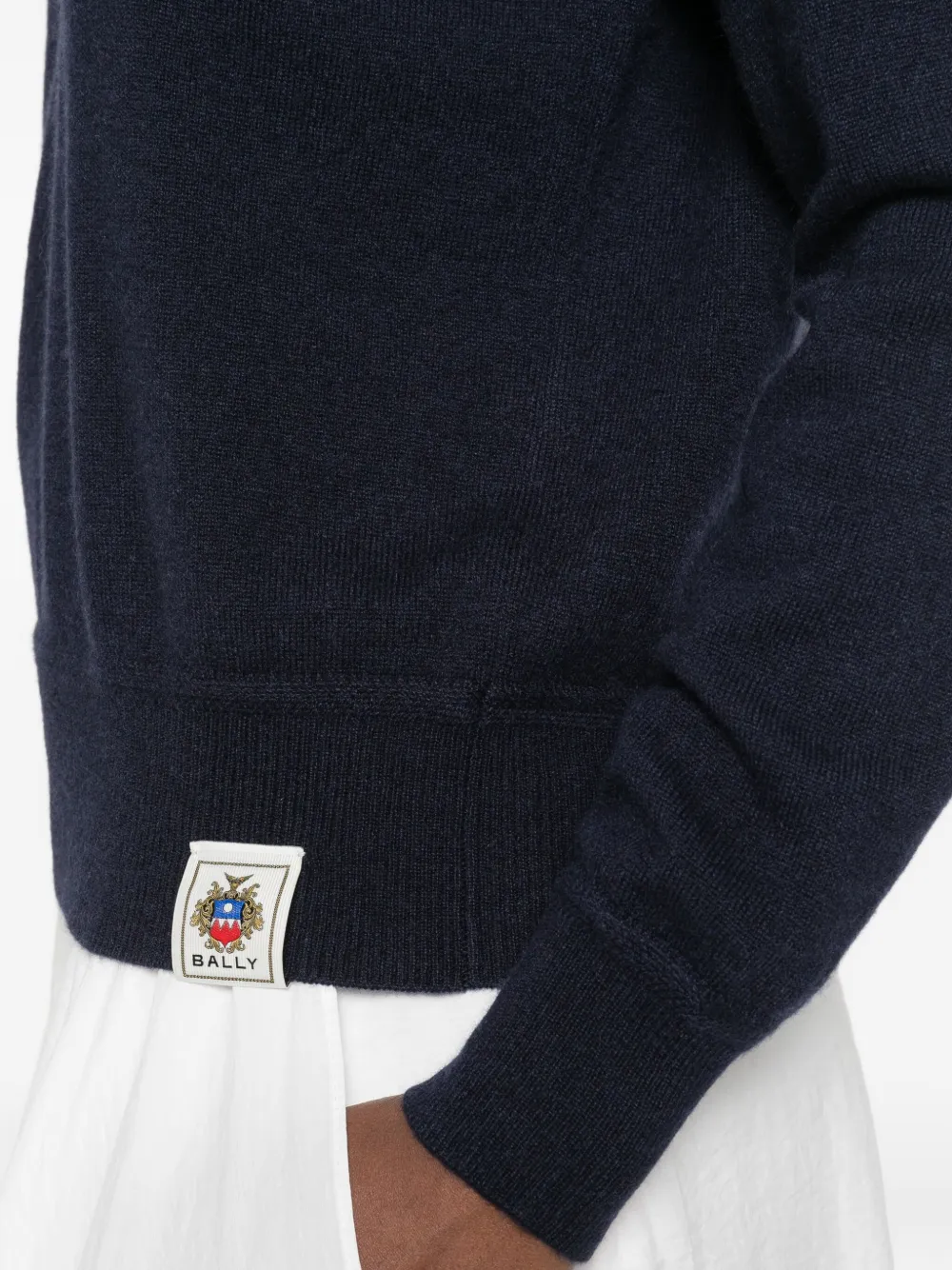 Bally Long Sleeve Crew Neck Knitwear Top In Blue