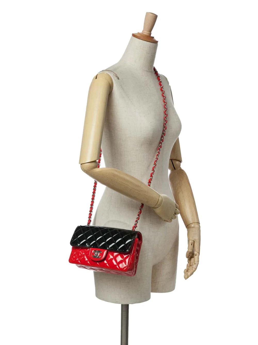 CHANEL Pre-Owned bolsa crossbody Single Flap Classic mini rectangular de charol bicolor 2019 | Estilos de archivo | Image 2