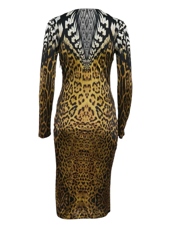 Roberto Cavalli Vintage Vestido Con Estampado De Leopardo y