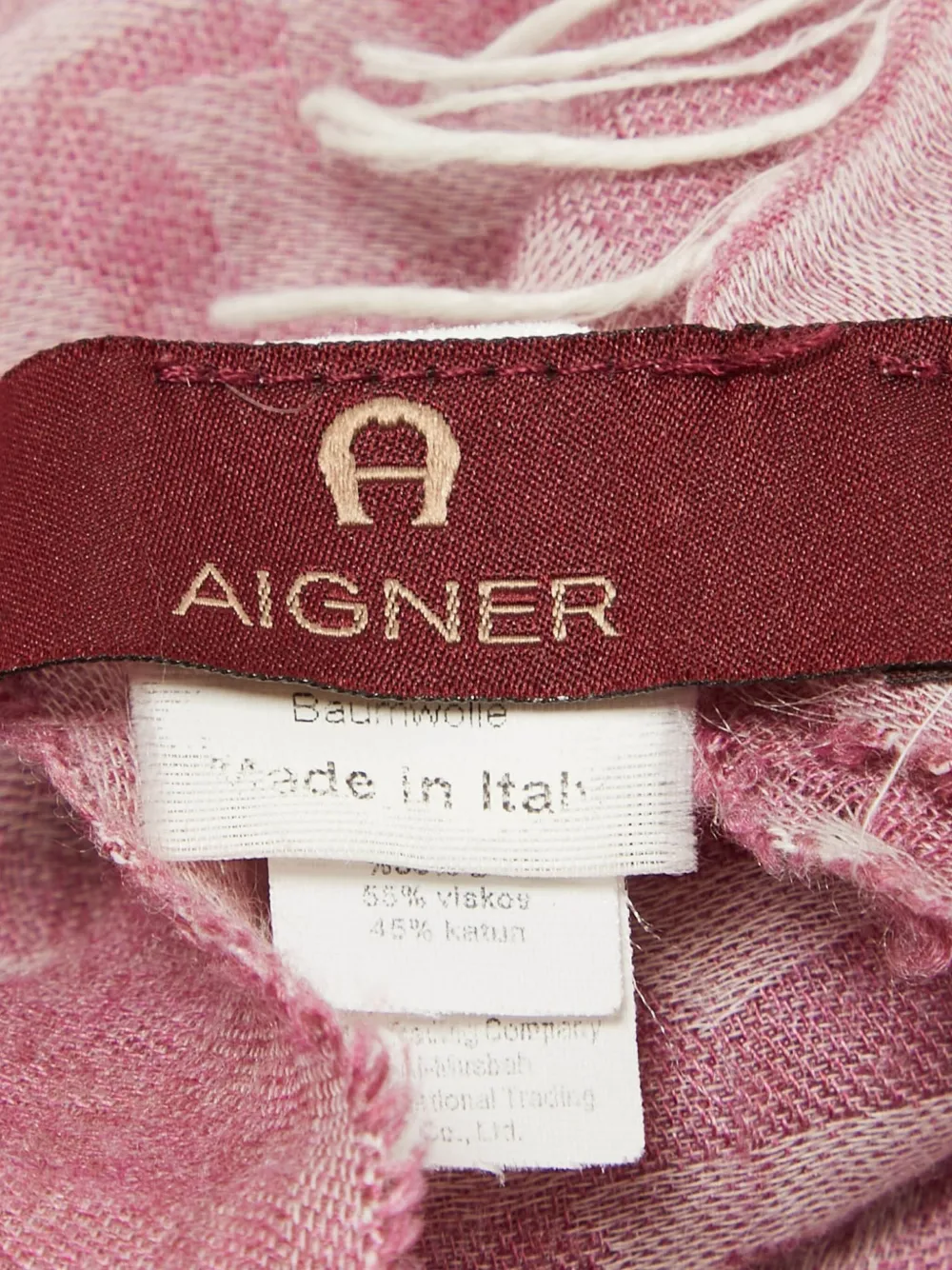 Pre-owned Aigner Vintage Patterned Fringed Scarf