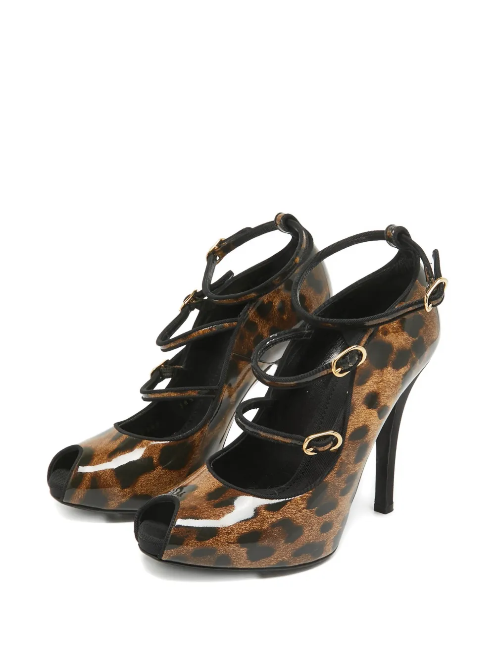 Pre-owned Dolce & Gabbana Leopard-print Buckled Pumps