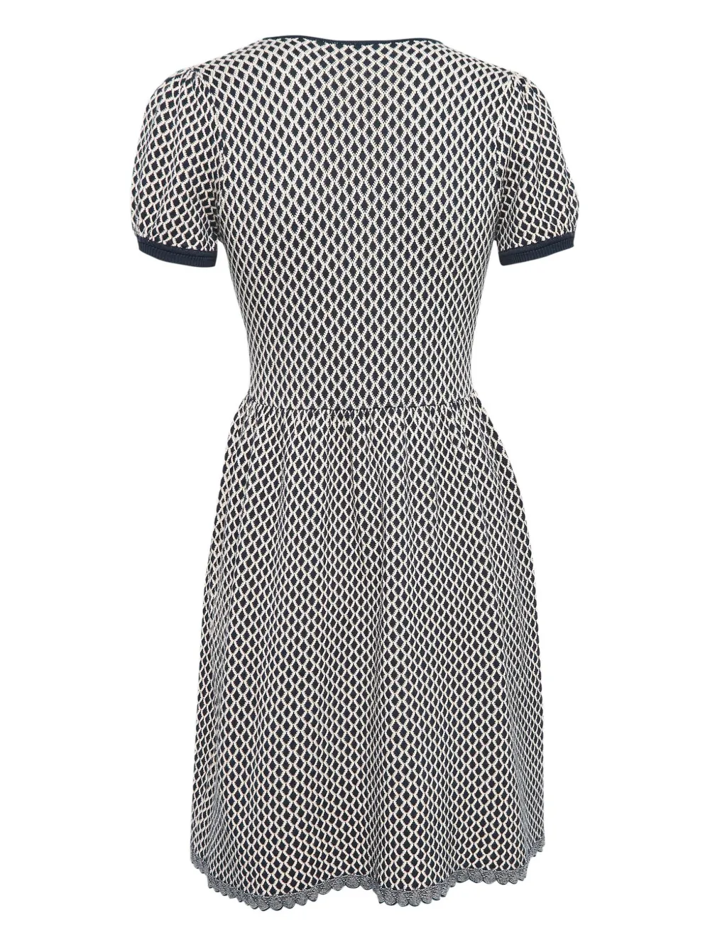 Valentino Pre-Owned Jurk met geometrisch patroon en pofmouwen - Zwart