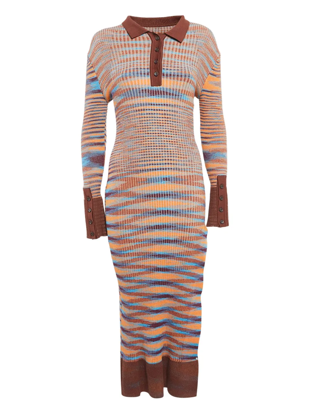 Jacquemus Pre-Owned Gestreiftes La Zucca Midikleid - Braun