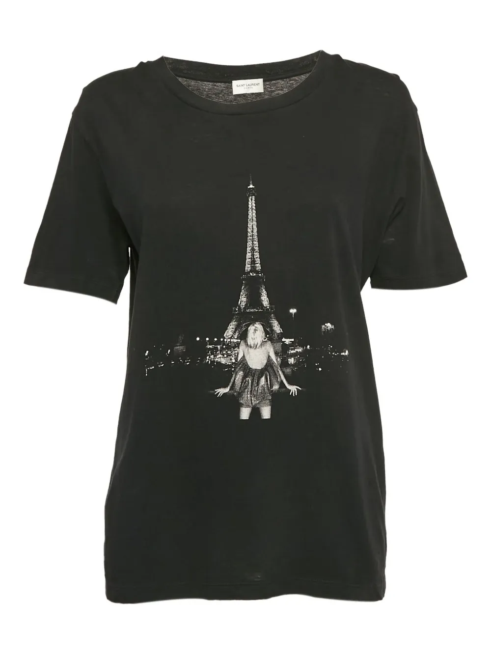 Saint Laurent Pre-Owned Eiffel Tower-print cotton T-Shirt | Black | Image 1