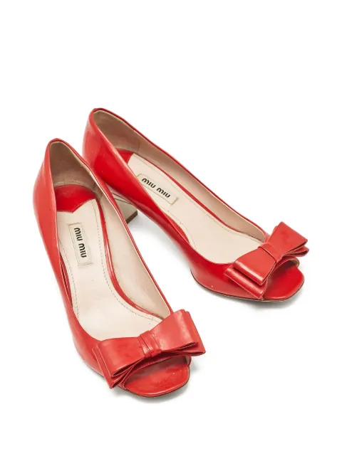 Miu Miu Pre-Owned bow-detailing leather pumps