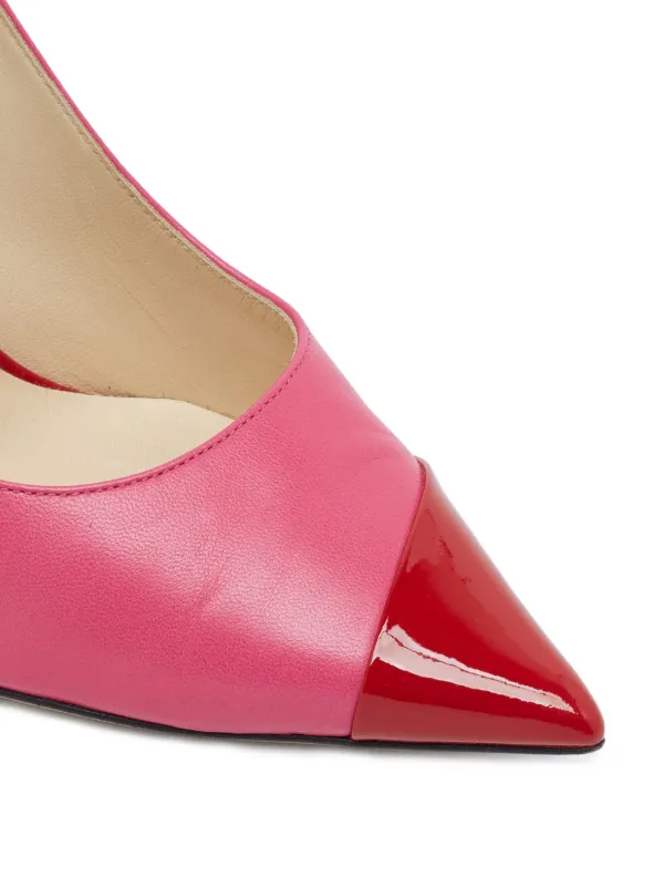 hot pink patent leather dress Jimmy Choo Pre-Owned 105mm colour-block Pumps | Black dress shoes