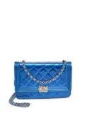 CHANEL Pre-Owned Boy wallet-on-chain quilted leather shoulder bag - Blue