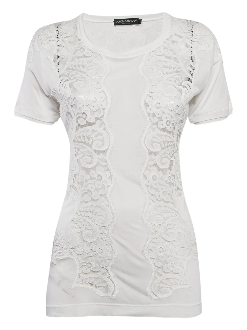 Dolce & Gabbana Pre-Owned lace-embroidered short-sleeve T-shirt | White | Image 1