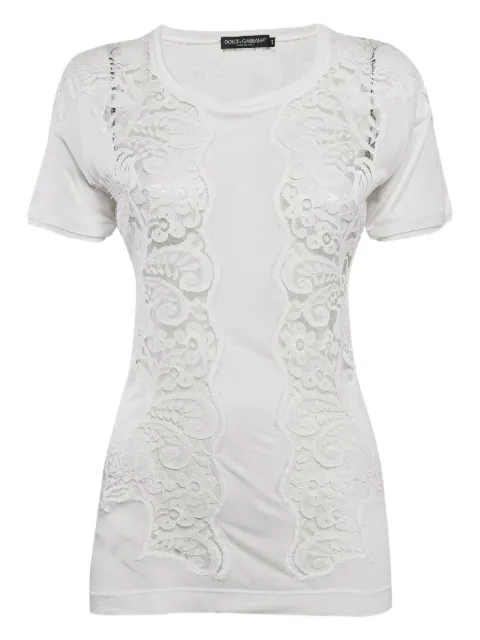 Dolce & Gabbana Pre-Owned lace-embroidered short-sleeve T-shirt