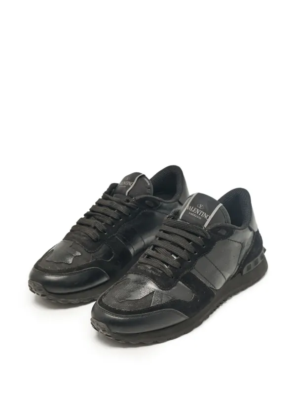 Valentino Garavani Pre-Owned suede-panelled Sneakers Black FARFETCH