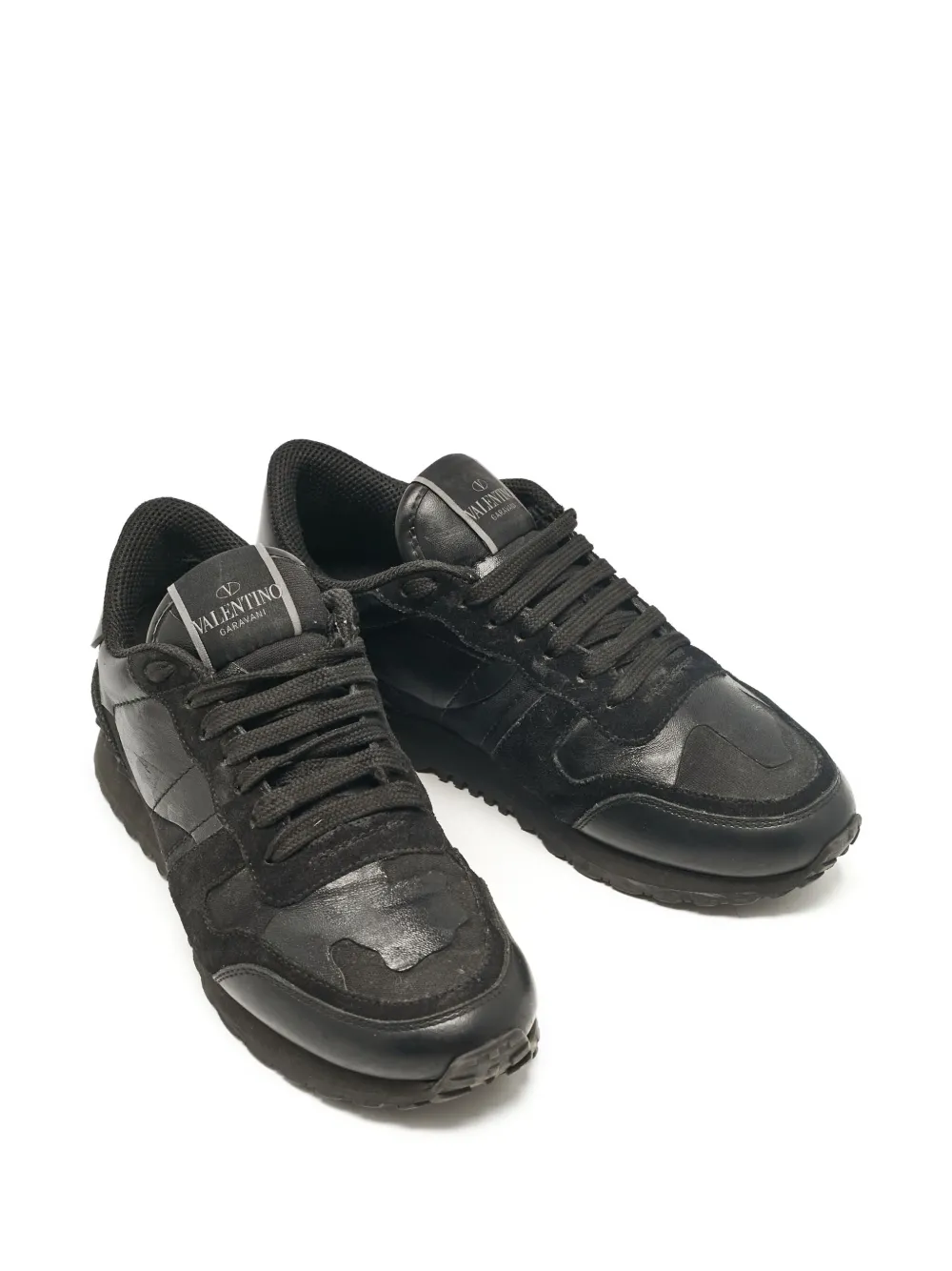 Valentino Garavani Pre-Owned Sneakers met suède vlak - Zwart
