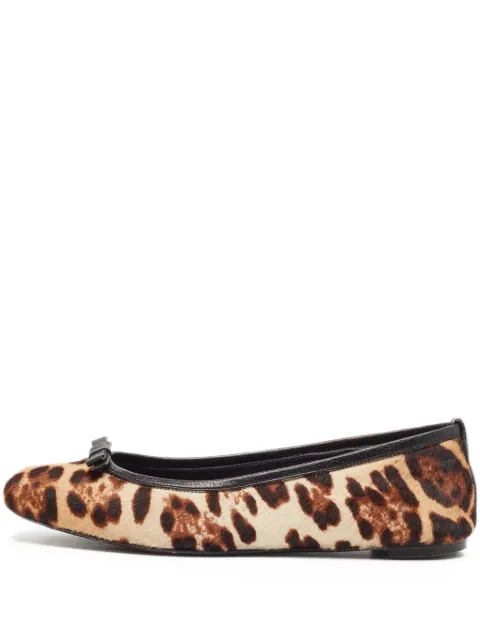 Dolce & Gabbana Pre-Owned leopard-print bow-detail ballet flats