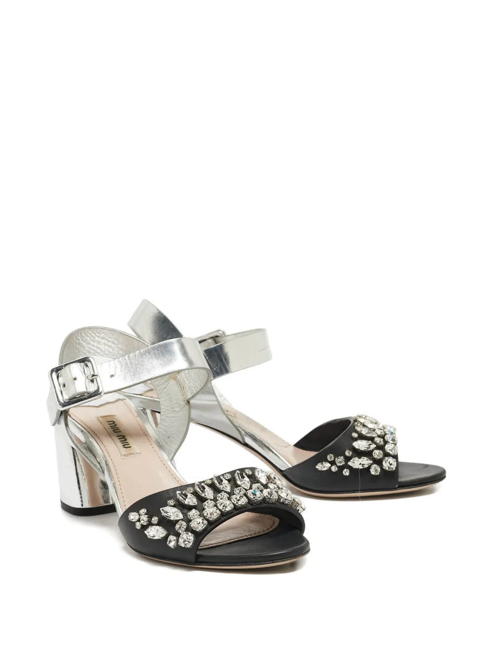 Miu Miu Pre-Owned 2024 70 mm sandalen verfraaid met kristallen - Zwart