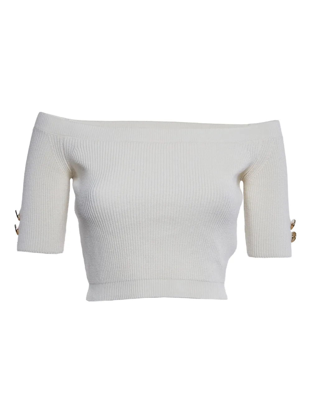 Elisabetta Franchi pre-owned off-shoulder ribbed top | White | Image 1