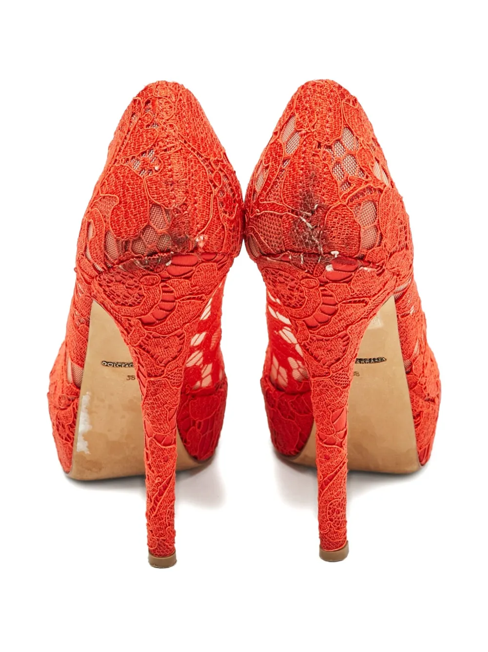 Pre-owned Dolce & Gabbana 120mm Lace Platform Pumps