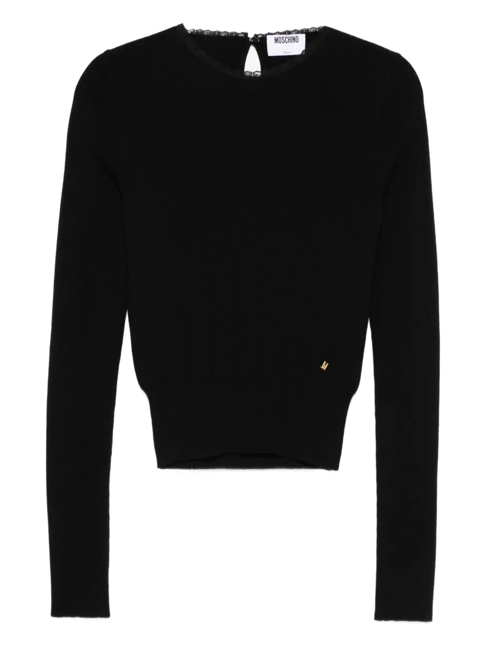 Moschino lace-trimmed ribbed sweater | Black | Image 1