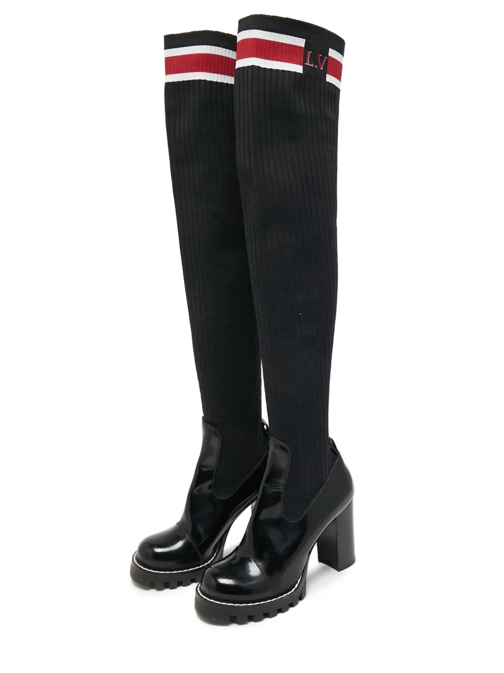 Louis Vuitton Pre-Owned Star Trail gebreide overknee laarzen - Zwart