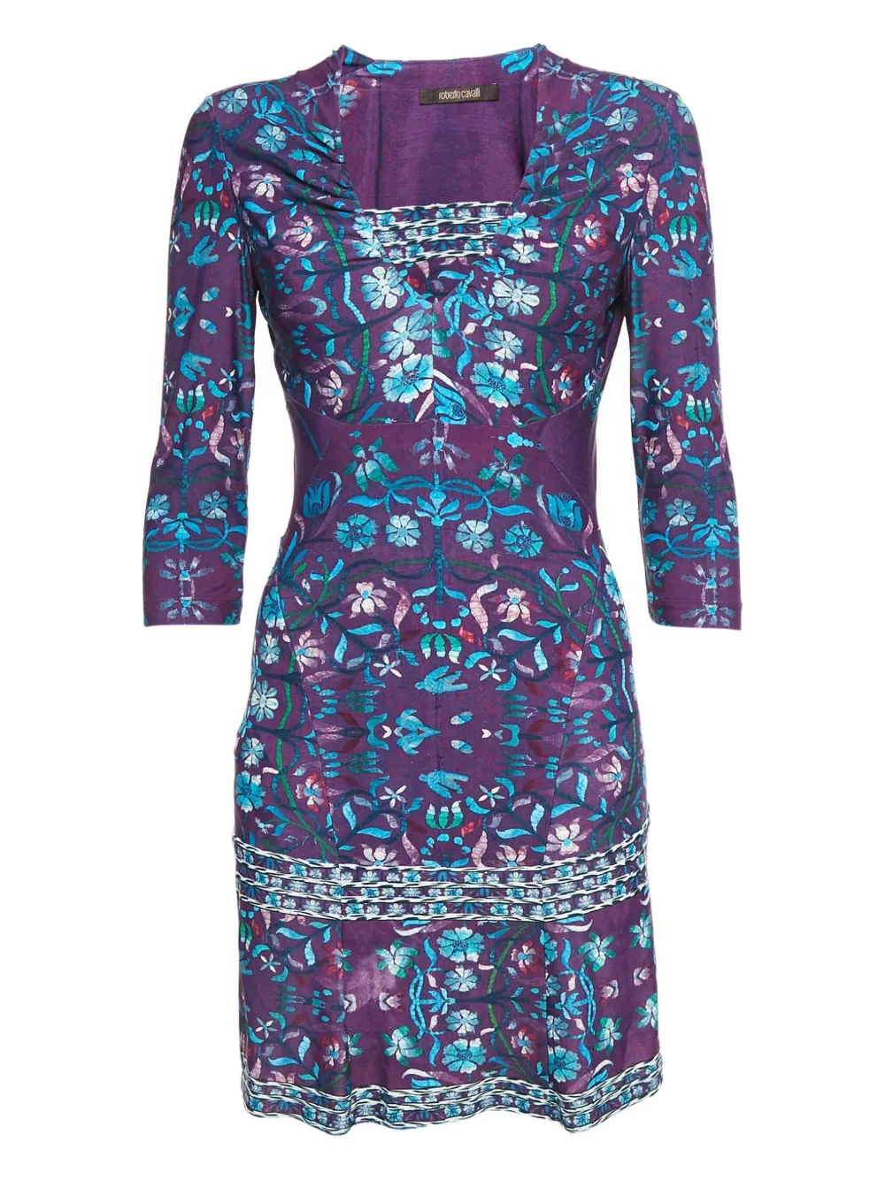 pre-owned floral-print three-quarter sleeve dress