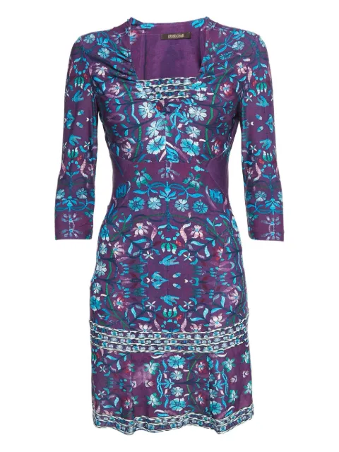 Roberto Cavalli Vintage pre-owned floral-print three-quarter sleeve dress