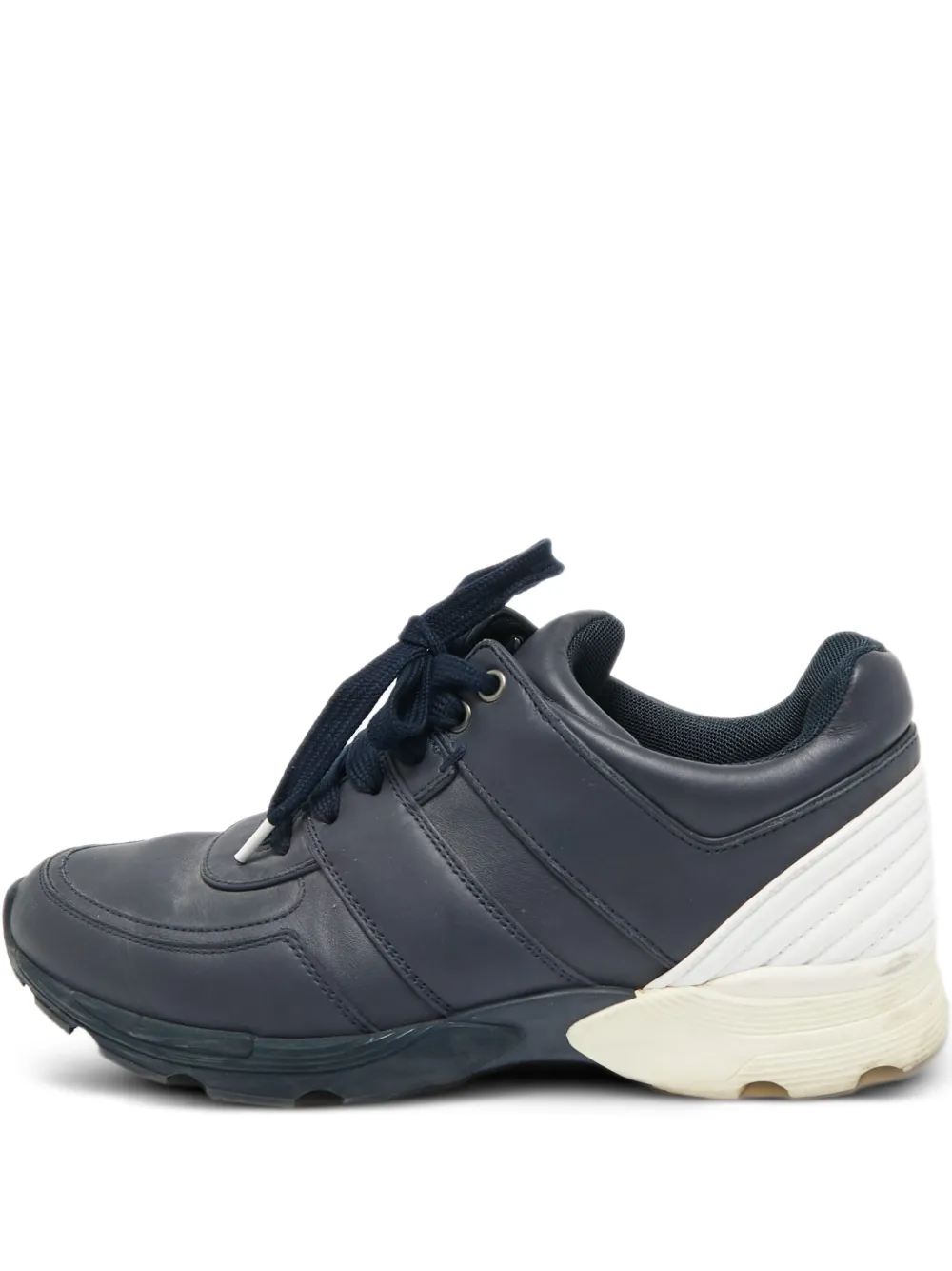 CHANEL Pre-Owned leather CC logo sneakers | Blue | Image 1