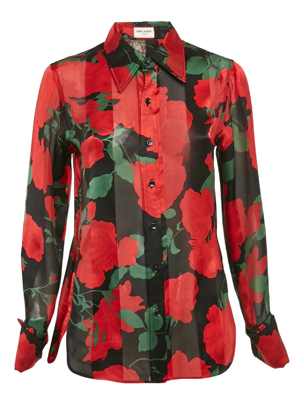 Saint Laurent Pre-Owned Hemd mit Blumen-Print - Schwarz