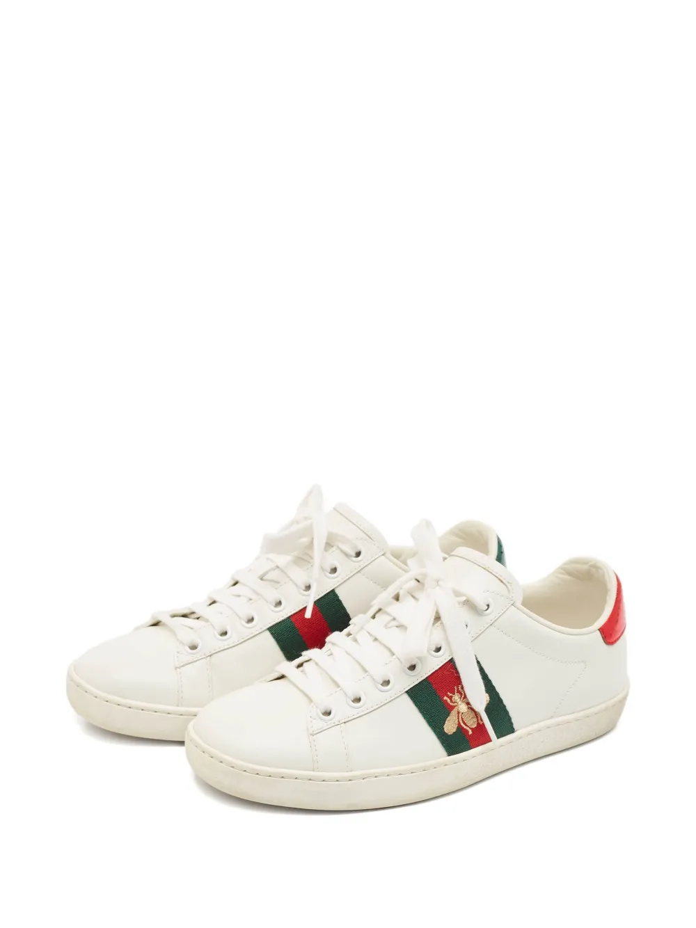 Gucci Pre-Owned Ace leren sneakers met web-streep - Wit